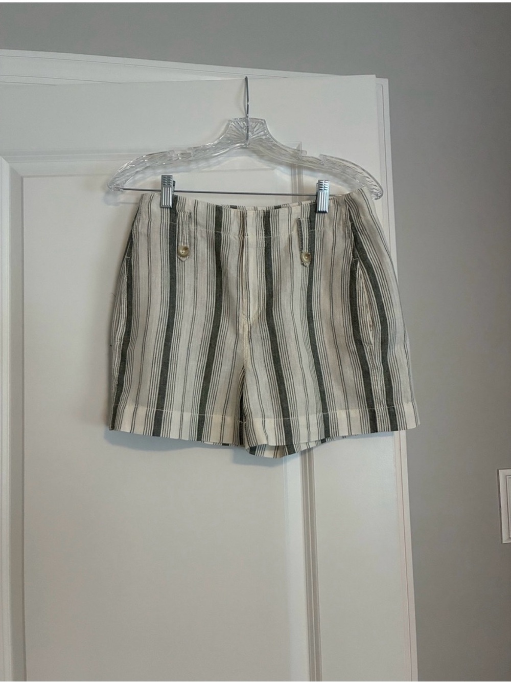 Anthropologie by Anthropologie Cream/Green Striped Shorts